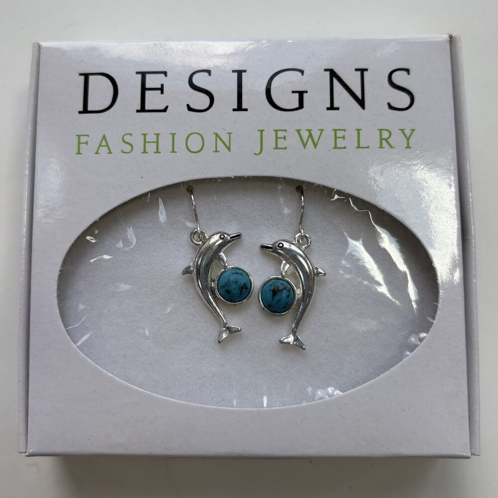 Designs Fashion Jewelry "Playful Dolphin" Silver Colored Dolphin Earrings
